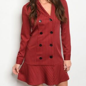 Burgundy Pinstripe Suit Dress